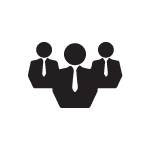 Black icon of a three-person team group silhouette