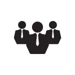 Black icon of a three-person team group silhouette