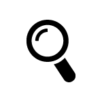 Black magnifying glass icon representing drone inspection services