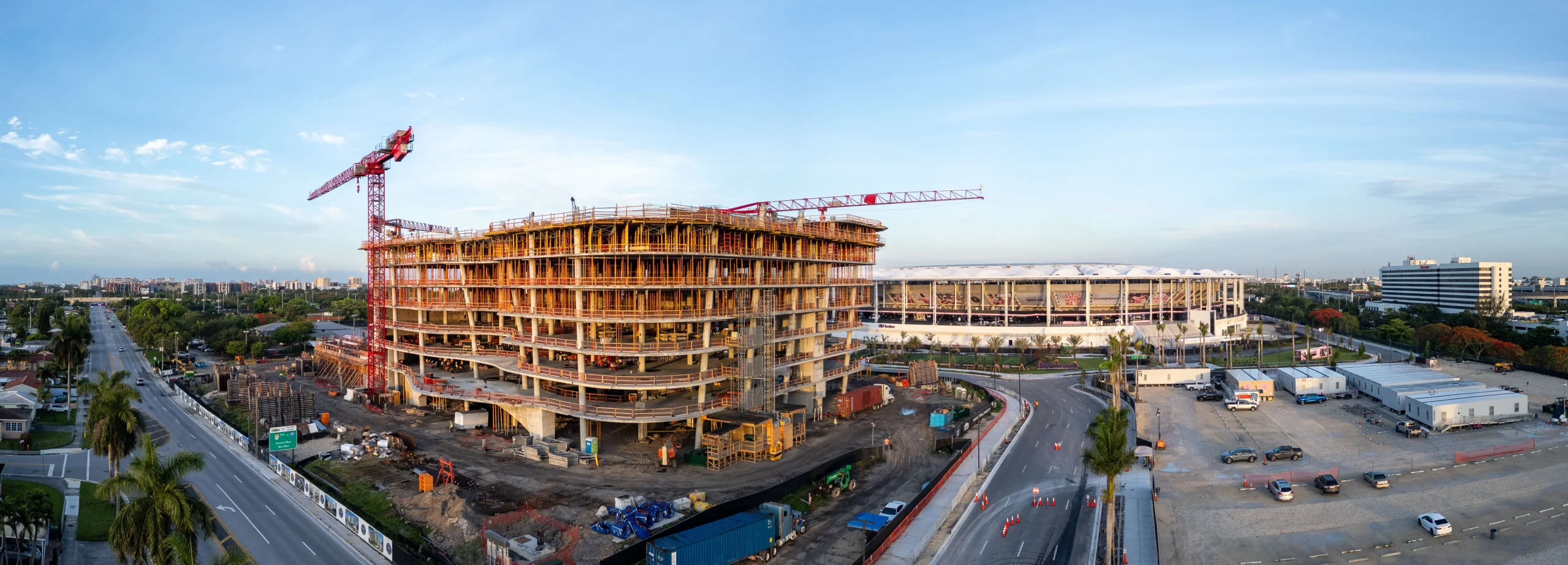 City of Miami Administration Building topping out ceremony documented by Drone Permission