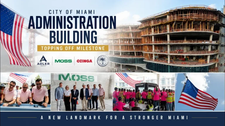 City of Miami Administration Building topping off ceremony filmed by Drone Permission in Miami